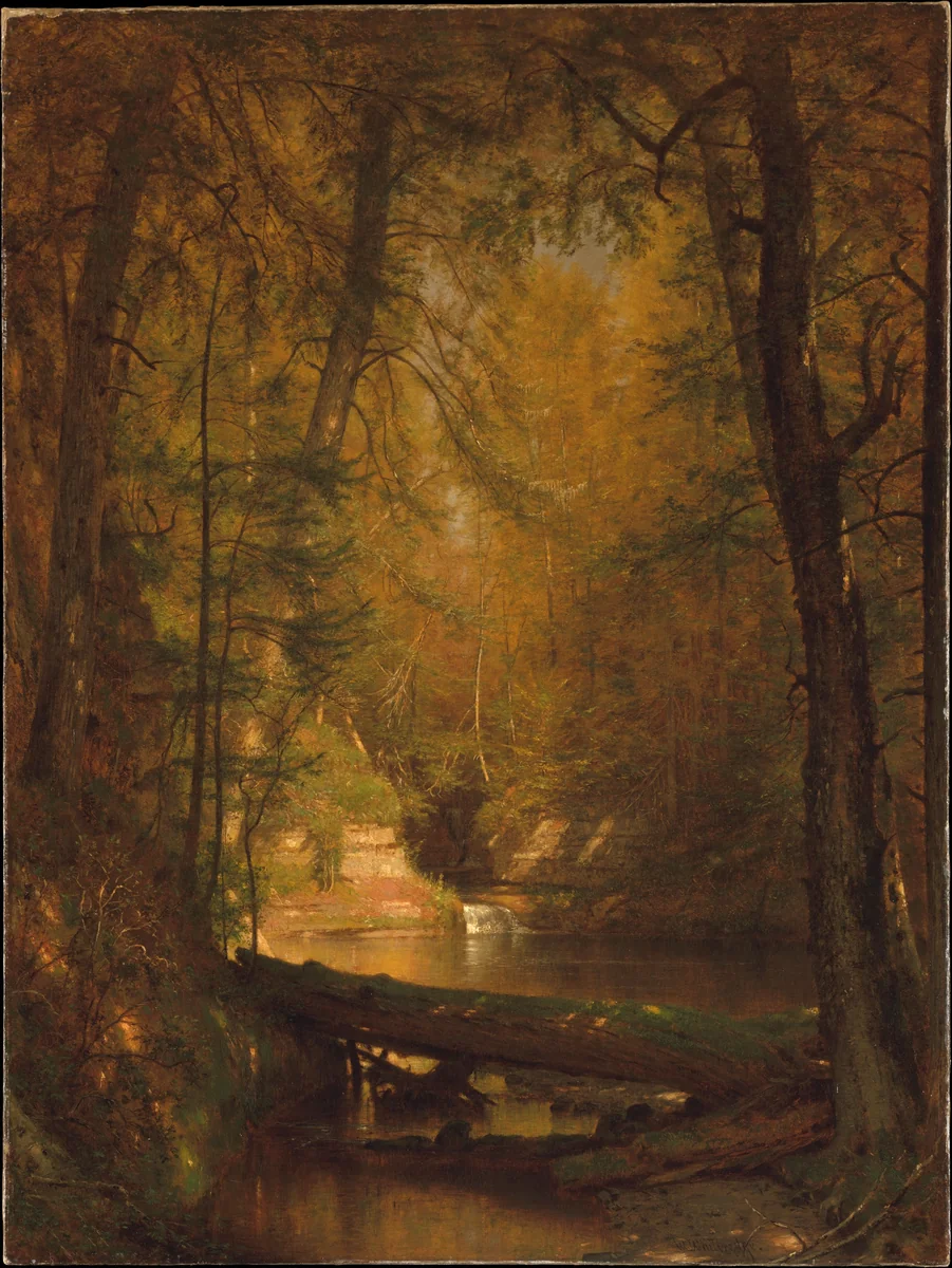 The Trout Pool by Worthington Whittredge, artwork, 1870