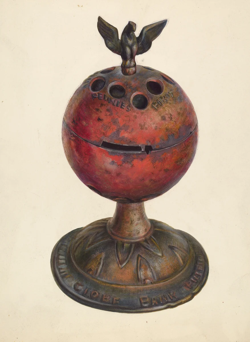 Toy Bank: Globe by Walter Hochstrasser, index of american design, 1939