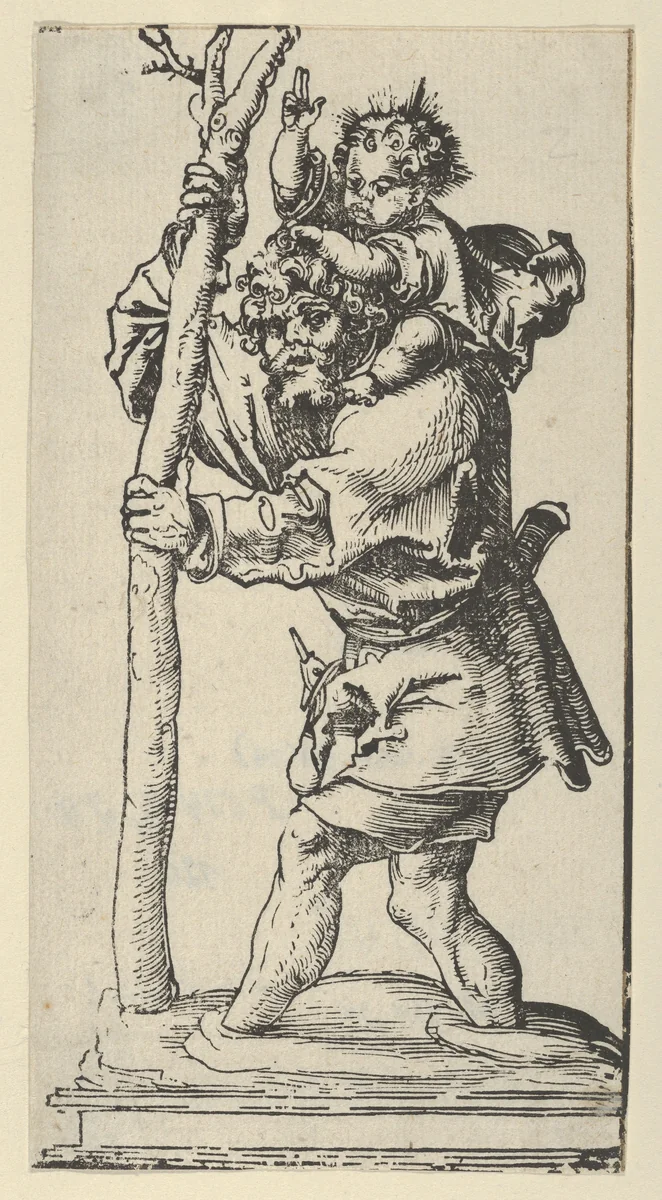 A Silver Statuette of St. Christopher, from the Wittenberg Reliquaries by Lucas Cranach, print, 1472-1553