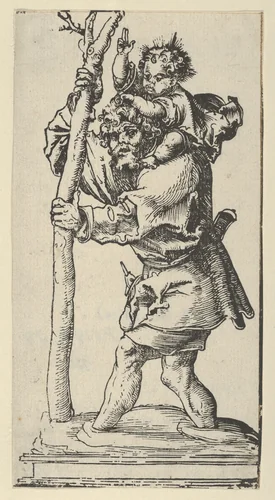 A Silver Statuette of St. Christopher, from the Wittenberg Reliquaries by Lucas Cranach, print, 1472-1553