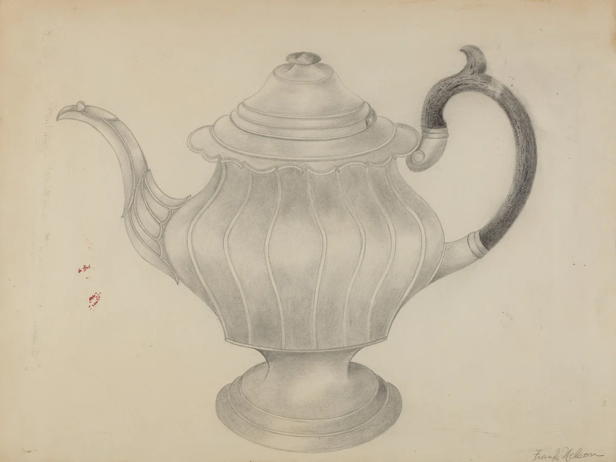 Pewter Teapot by Frank Nelson, index of american design, 1935-1942