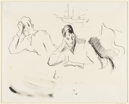 Twee studies van een vrouw met de hand onder het hoofd by Rik Wouters, drawing, 1892-1916