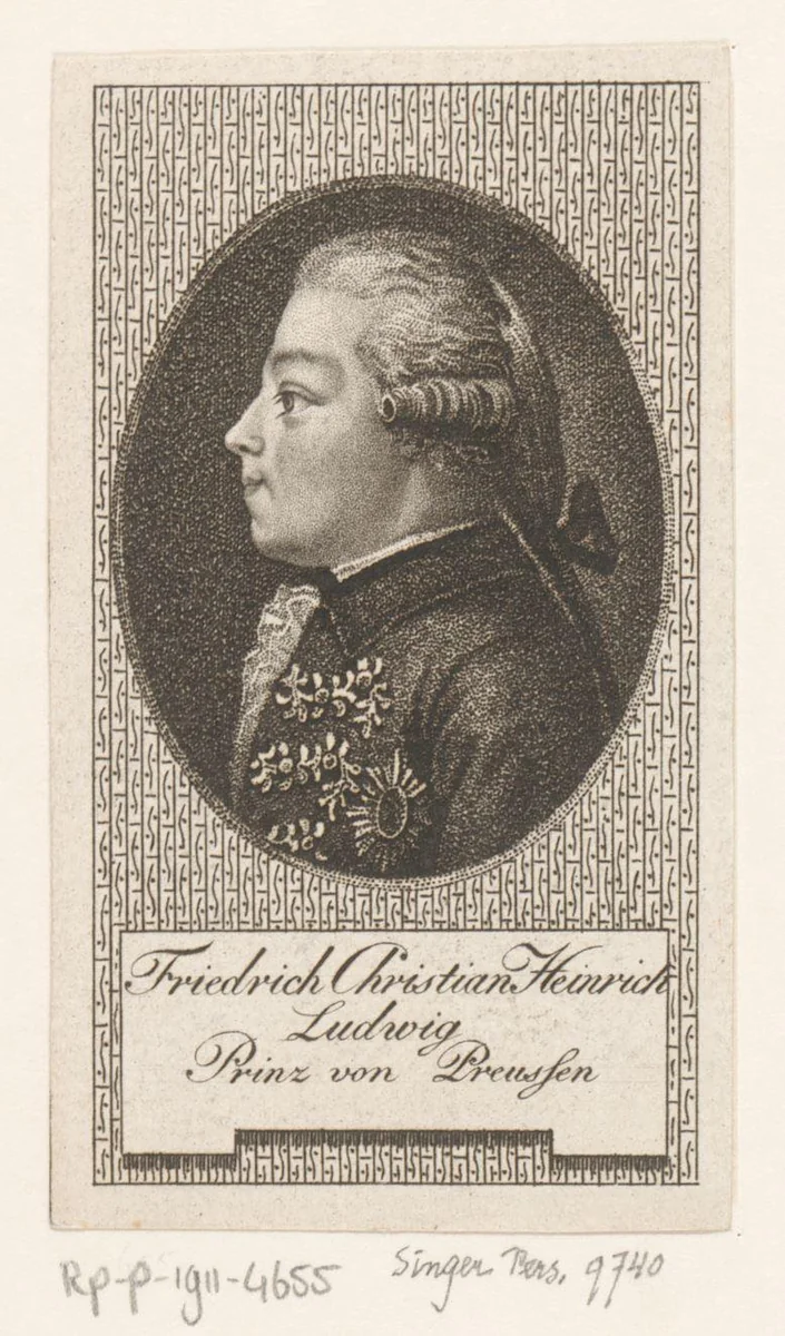 Portret van Ludwig Ferdinand van Pruisen by Meno Haas, print, 1782-1806
