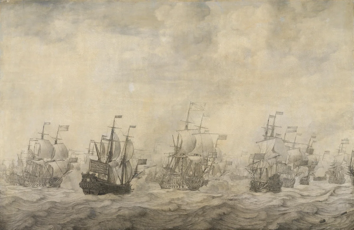 Episode from the Four Days' Battle, 11-14 June 1666, of the Second Anglo-Dutch War, 1665-67 by Willem van de Velde, painting, 1668