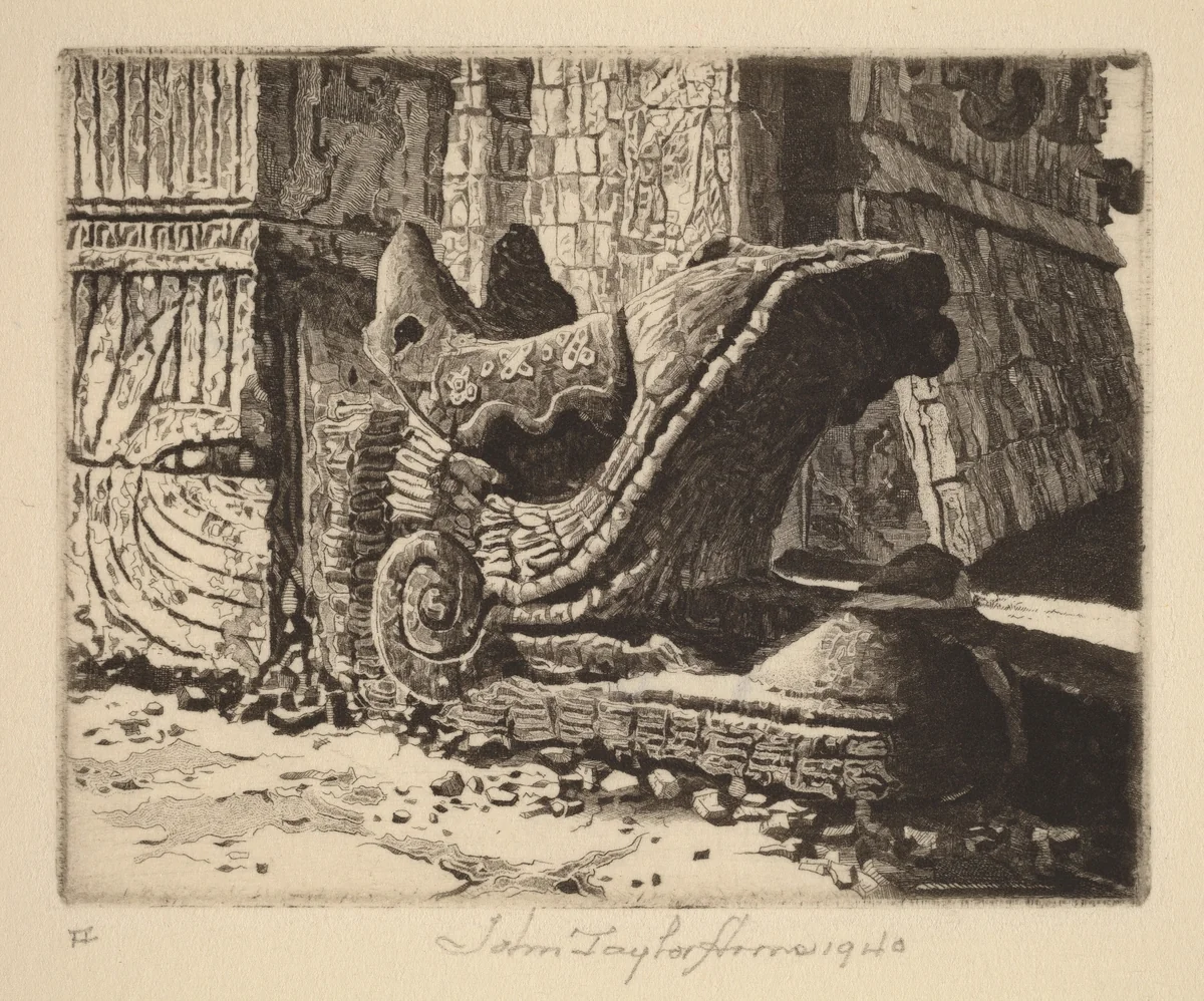Plumed Serpent, Chichén Itza by John Taylor Arms, print, 1940