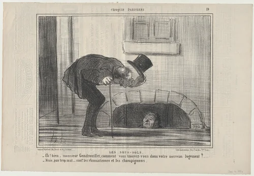 Les Sous-Sols, from Croqius Parisiens, published in Le Charivari, December 2, 1856 by Honoré Daumier, print, 1856