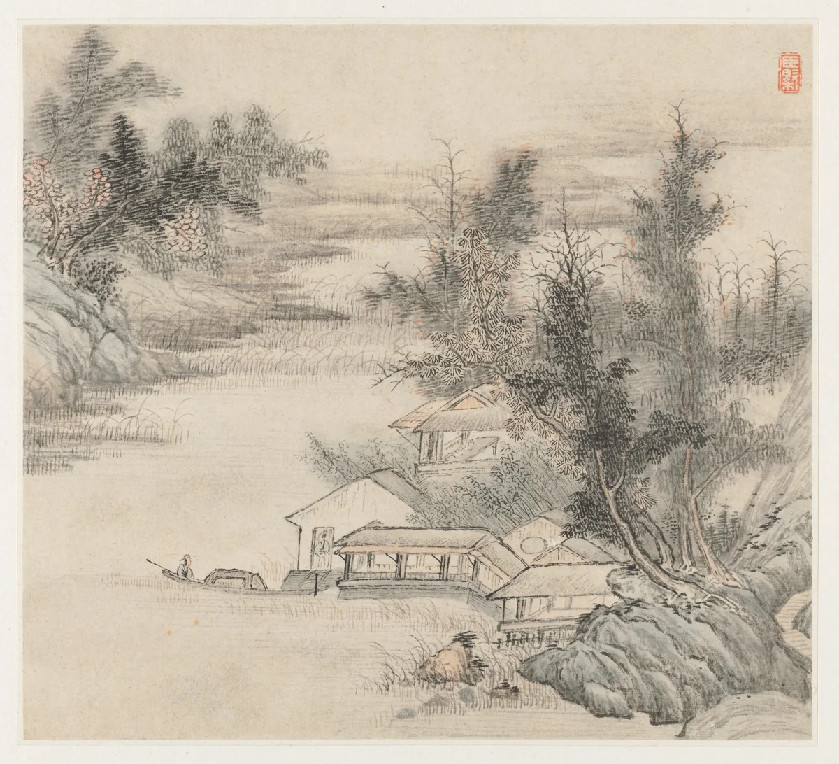 Album of Landscapes: Leaf 2 by Wang Gai (王槩), painting, 1677