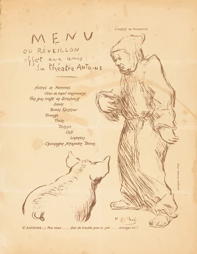Menu du réveillon offert aux amis du Théâtre Antoine by Henri Gabriel Ibels, print, 1895-1899