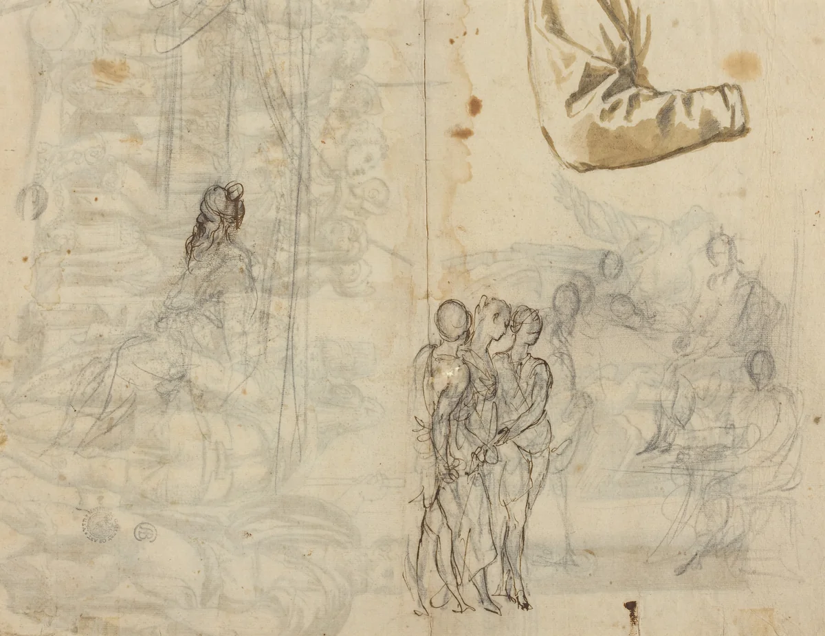 Copy After a Historical Painting from the Circle of Paolo Veronese [recto] by None, drawing, 1500-1599