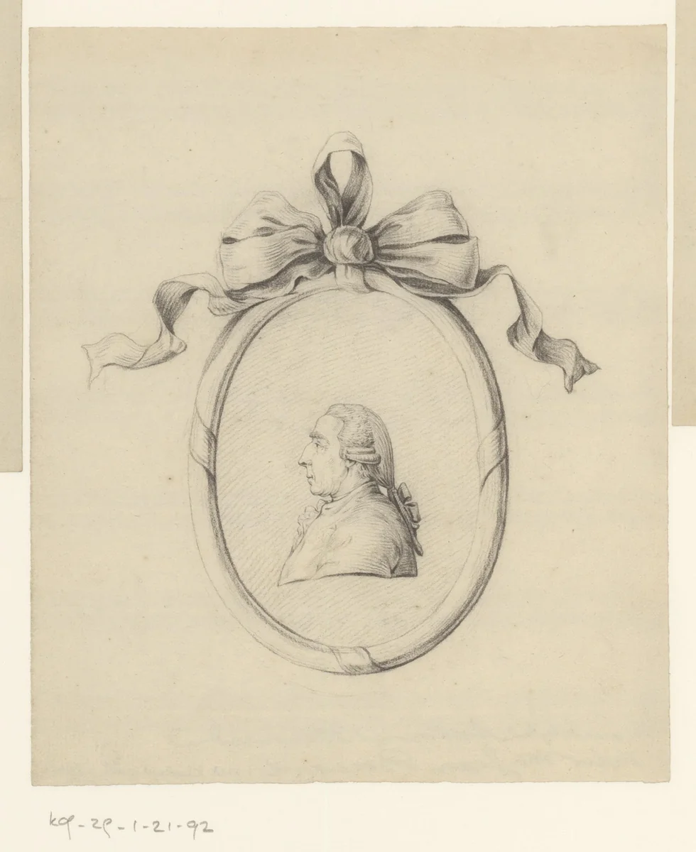 Portret van een man in een medaillon, mogelijk de vader van Jean Bernard by Jean Bernard, drawing, 1775-1833
