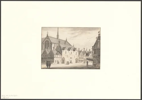 Gezicht op het Clarissenklooster aan de Heiligeweg by anonymous, drawing, 1700-1799