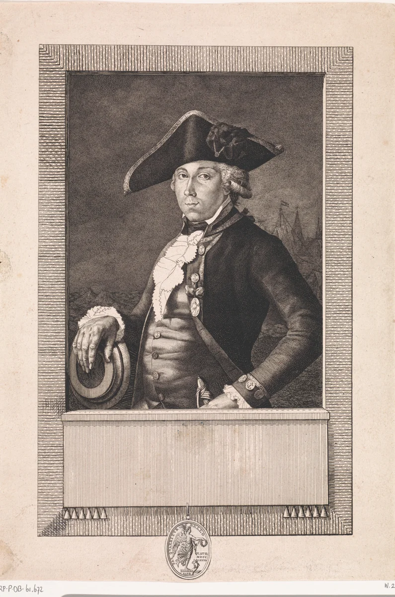 Portret van luitenant Pieter van Aardenburg by Jan Gerard Waldorp, print, 1791