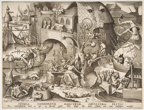 Envy (Invidia), from "The Seven Deadly Sins" by Pieter Bruegel, print, 1558
