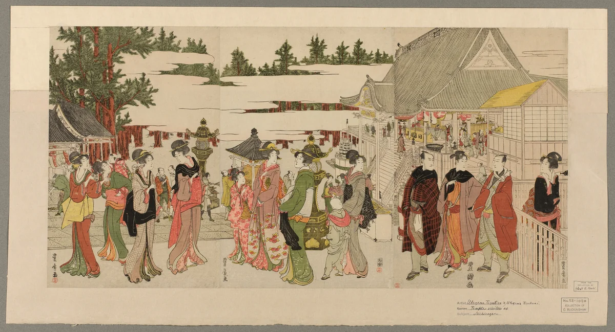 New Year's Pilgrimage to Myohoji Temple in Horinouchi (Horinouchi Myohoji eho mairi no zu) by Utagawa Toyokuni I
Utagawa Toyohiro, print, 1799-1815