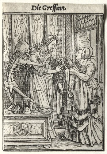 Dance of Death: The Countess by Hans Holbein the Younger, print, 1521-1531