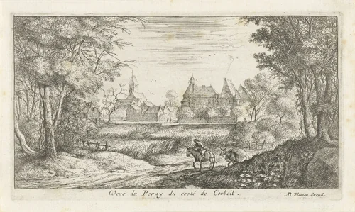 Landschap met ezel by Albert Flamen, print, 1648-1692