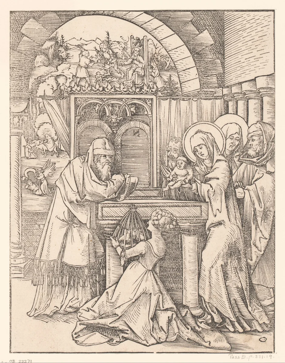 Presentatie van Christus in de tempel by anonymous, print, 1490-1526