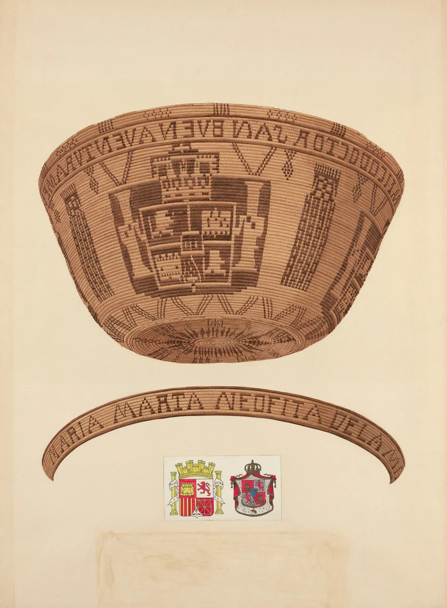 Indian Basket by Gordena Jackson, index of american design, 1935-1942