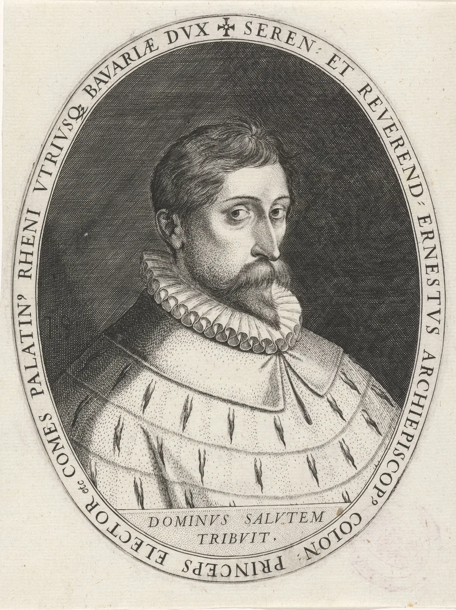 Portret van Ernst van Beieren, aartsbisschop van Keulen by Unknown, print, 1583-1600