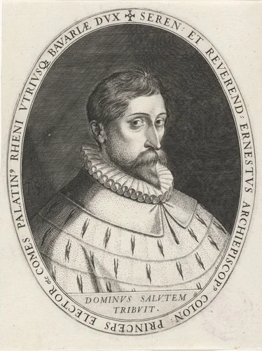 Portret van Ernst van Beieren, aartsbisschop van Keulen by Unknown, print, 1583-1600