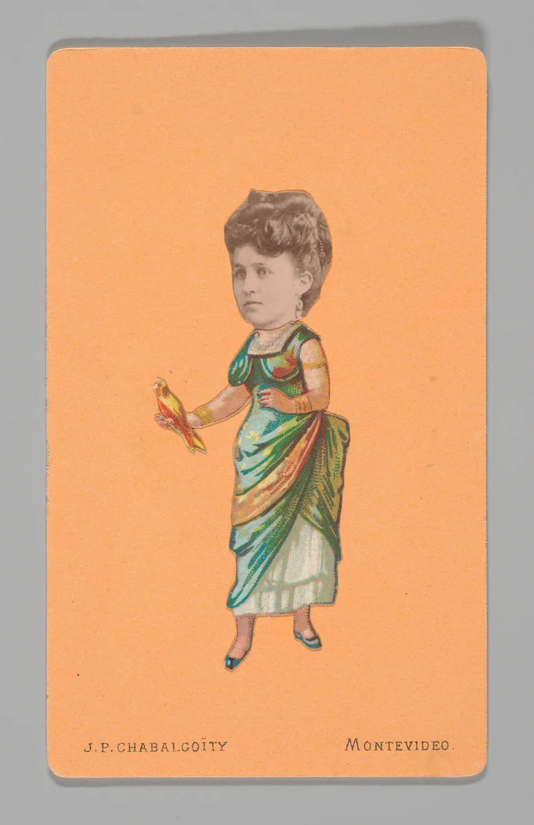 [Photo Collage: Woman Holding Bird] by Juan Pedro Chabalgoity, photograph, 1870-1880