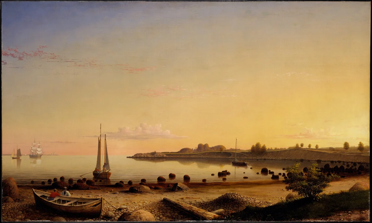 Stage Fort across Gloucester Harbor by Fitz Henry Lane, artwork, 1862