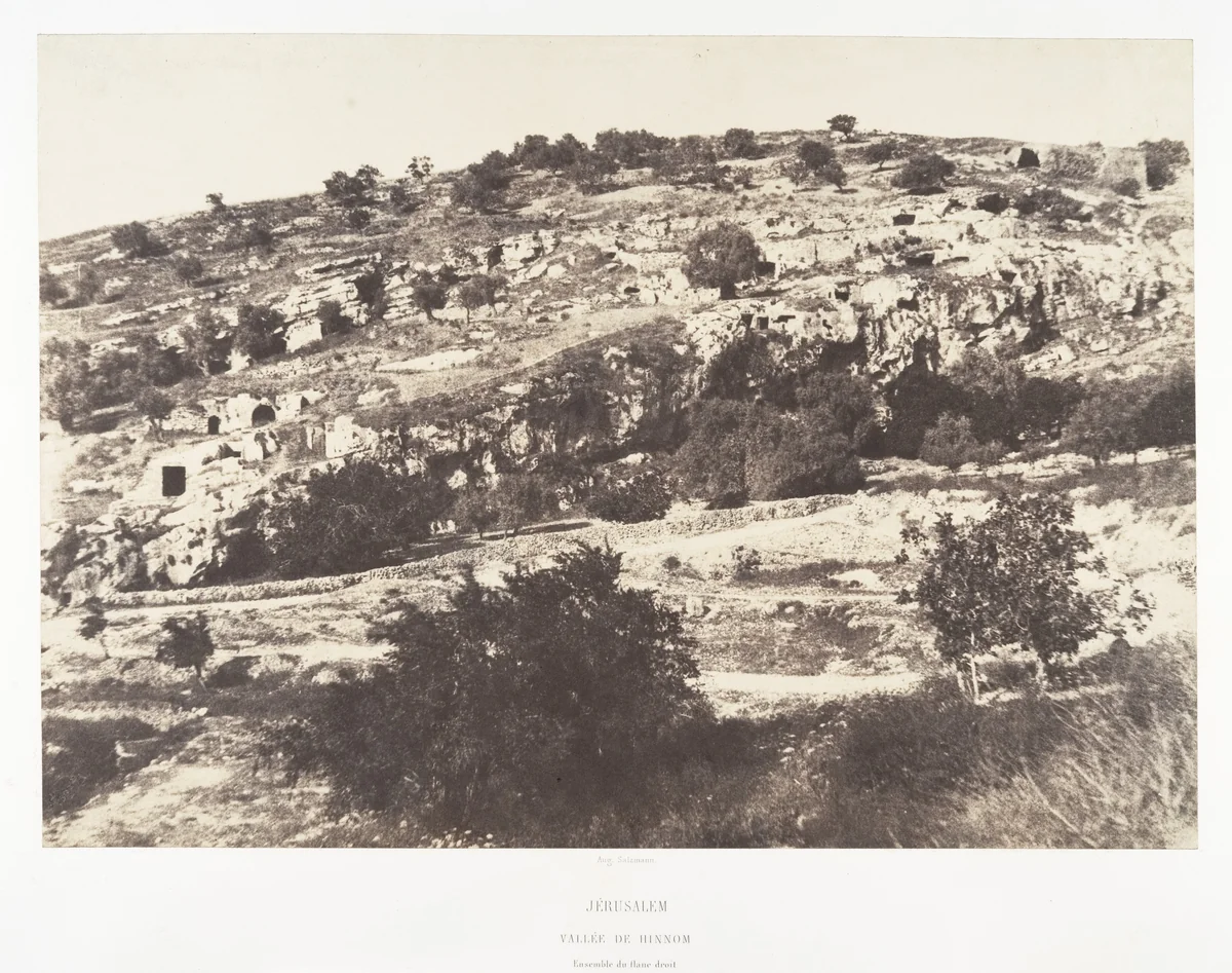 Jérusalem, Vallée de Hinnom, Ensemble du flanc droit by Auguste Salzmann, photograph, 1854-1859