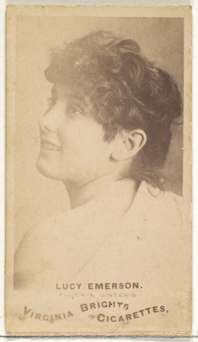 Lucy Emerson, from the Actors and Actresses series (N45, Type 1) for Virginia Brights Cigarettes by Allen & Ginter, photograph, 1885-1891