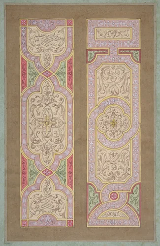 Designs for two panels painted in rinceaux by Jules-Edmond-Charles Lachaise, drawing, 1830-1897