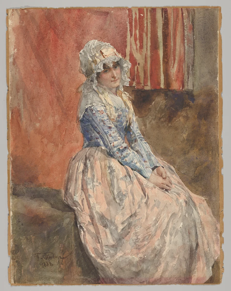 A Seated Woman by Franz Skarbina, drawing, 1888