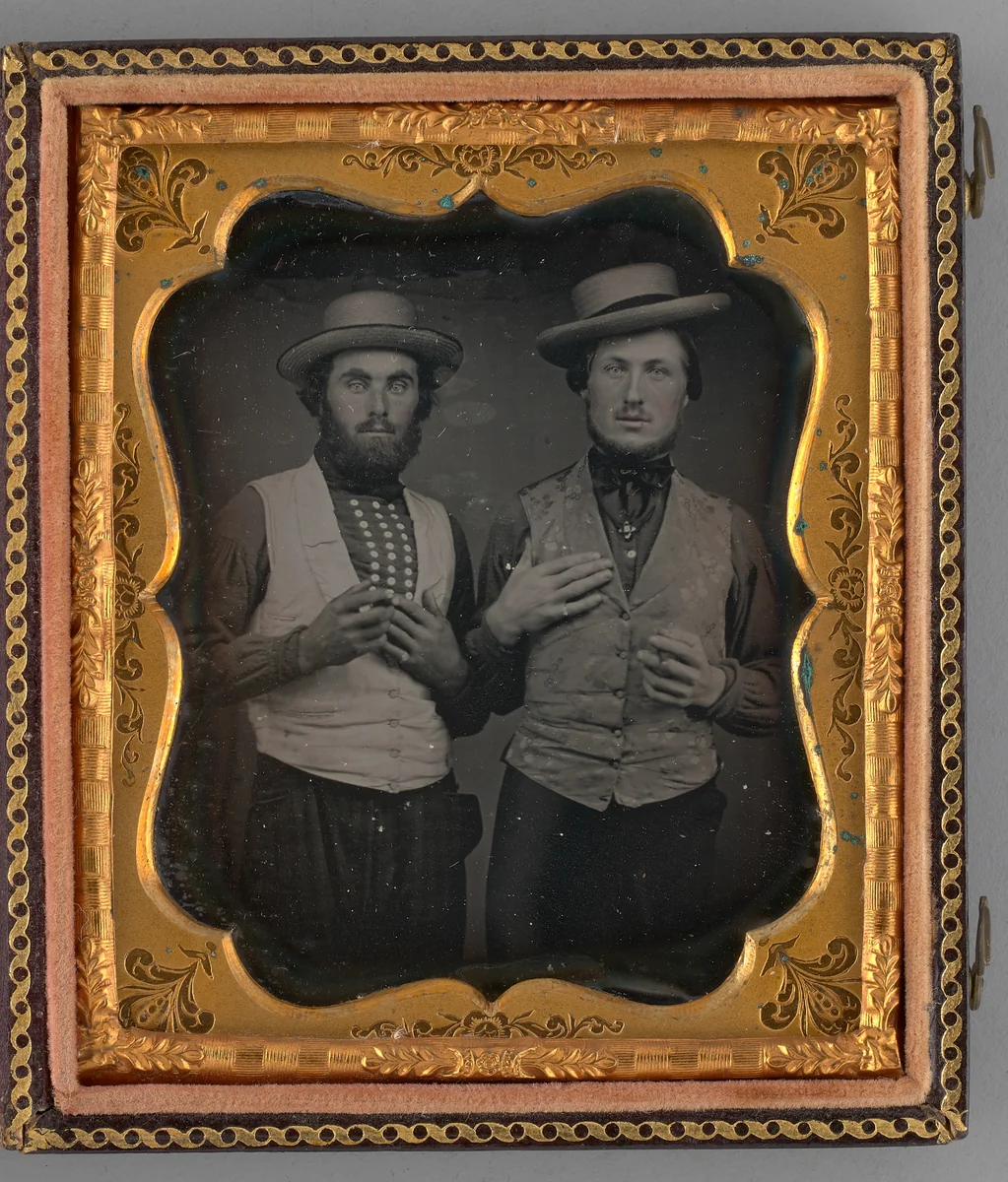 Untitled (Portrait of Two Men Wearing Straw Hats) by Unknown maker, other, 1855