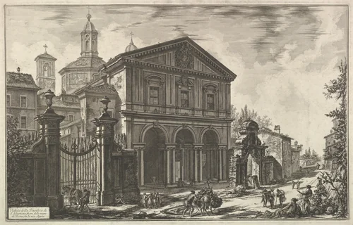 View of the Basilica of San Sebastiano fuori delle mura [St. Sebastian ouside the Walls] on the Appian Way, from Vedute di Roma (Roman Views) by Giovanni Battista Piranesi, print, 1745-1755