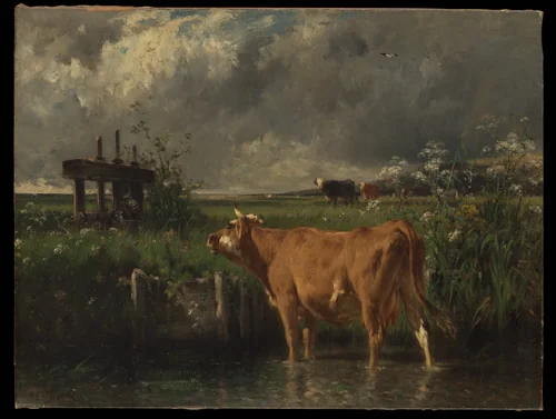 The Flood Gate by Emile van Marcke, painting, 1847-1890