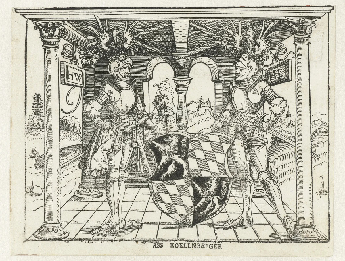 De hertogen Willem en Lodewijk van Beieren by Unknown, print, 1516-1522