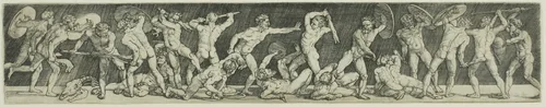 Battle of Eighteen Nude Men by Barthel Beham, print, 1515-1525