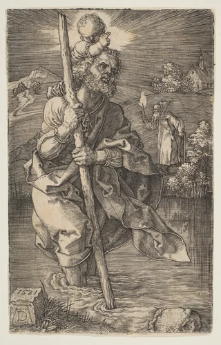 Saint Christopher Facing Right by Albrecht Dürer, print, 1521