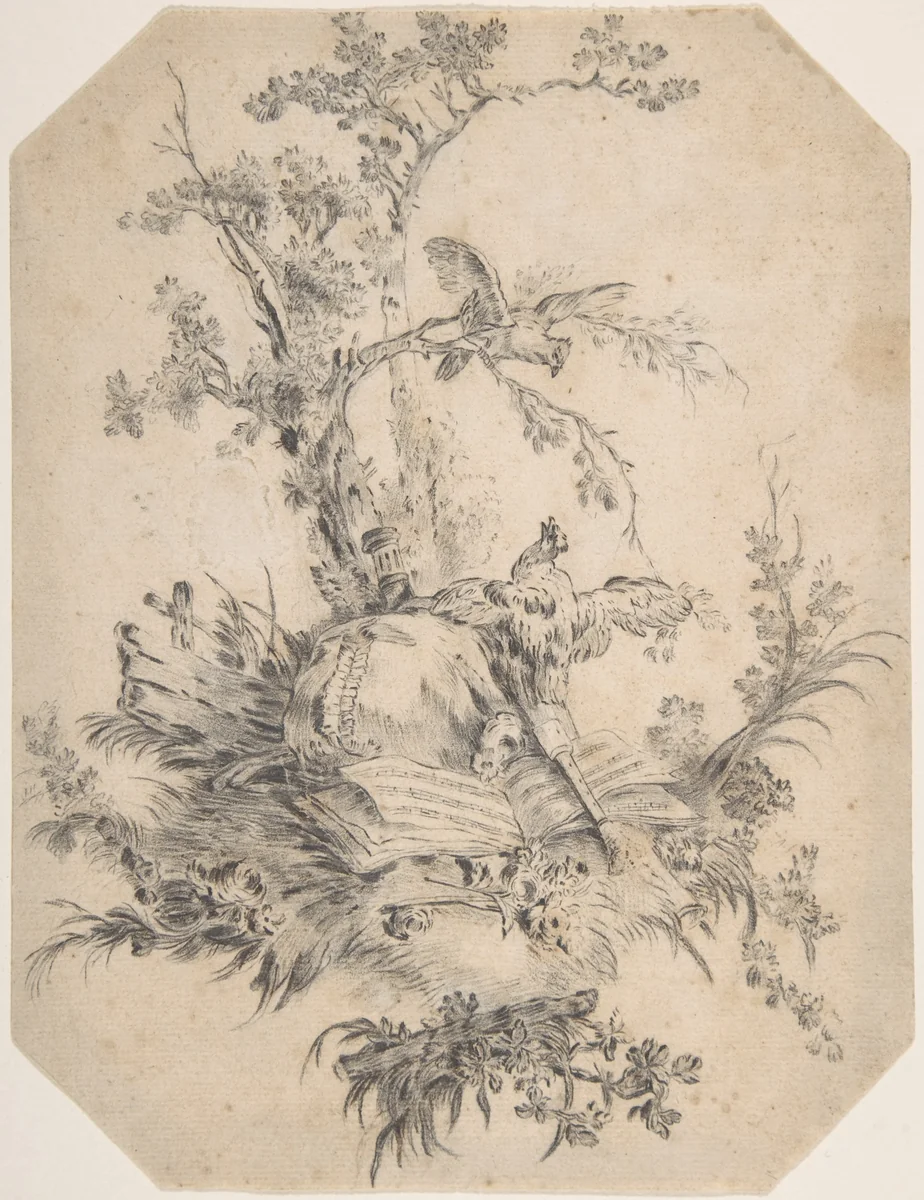 Study for a Pastoral Scene by Jean Baptiste Huet, drawing, 1760-1811