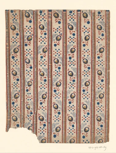 Blad met banenpatroon met als baanvulling vrucht met punten en streepjes by anonymous, other, 1750-1900