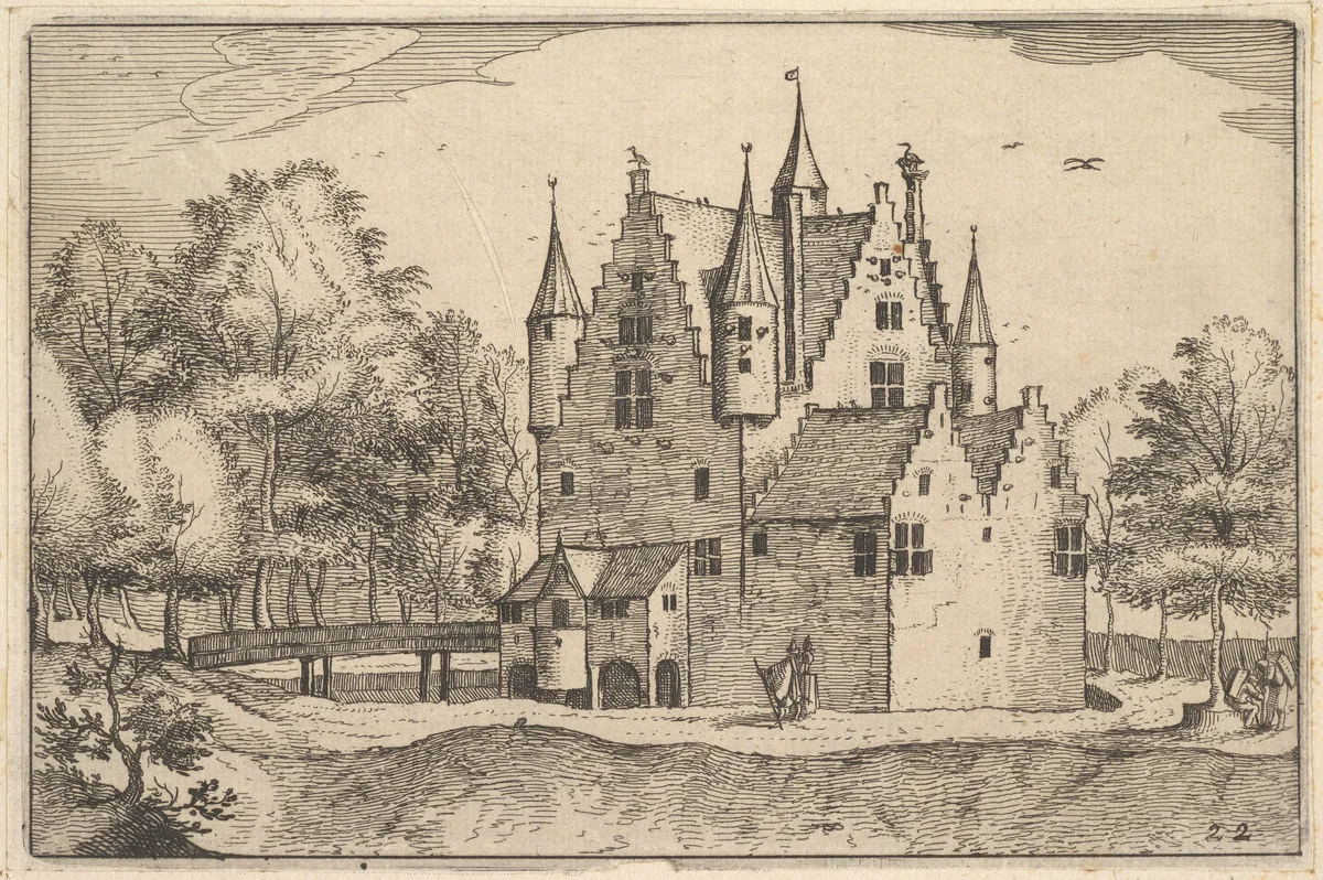 A Castle, plate 22 from "Regiunculae et Villae Aliquot Ducatus Brabantiae" by Claes Jansz Visscher, print, 1605-1615