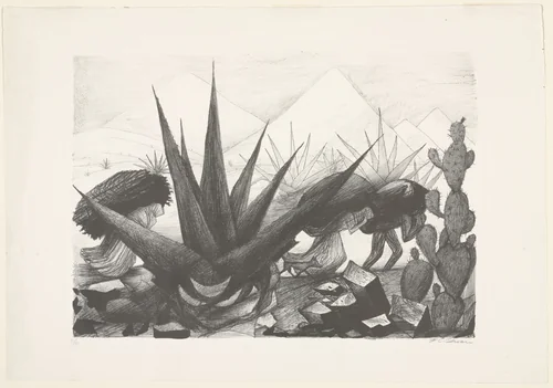 Mexican Peasants Working (Maguayes y nopales) by José Clemente Orozco, print, 1929