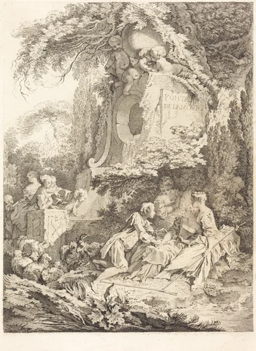 La Fontaine de l'Amour by Pierre-Alexandre Aveline; François Boucher, print, 1702-1760