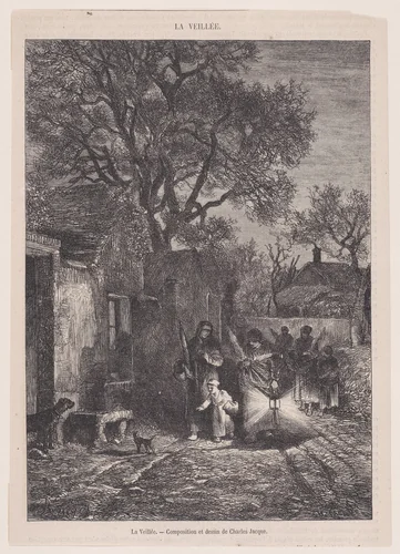 La Veillée, from "Le Magasin Pittoresque" by Charles Jacque, print, 1848-1864