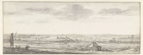 Vergezicht over een rivierland by Aelbert Cuyp, drawing, 1648-1652