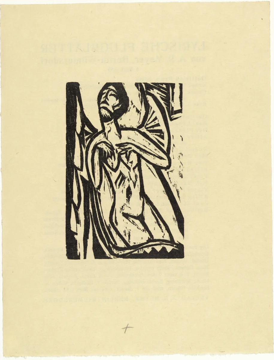 Dying Old Maid (Sterbendes altes Fräulein) from the illustrated book Das Stiftsfräulein und der Tod (The Canoness and Death) by Ernst Ludwig Kirchner, print, 1912