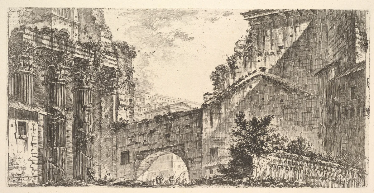 Plate 15: Forum of Augustus (Foro di Augusto), from "Antichità Romane de' Tempi della Repubblica, e de' primi Imperatori" by Giovanni Battista Piranesi, print, 1743-1753