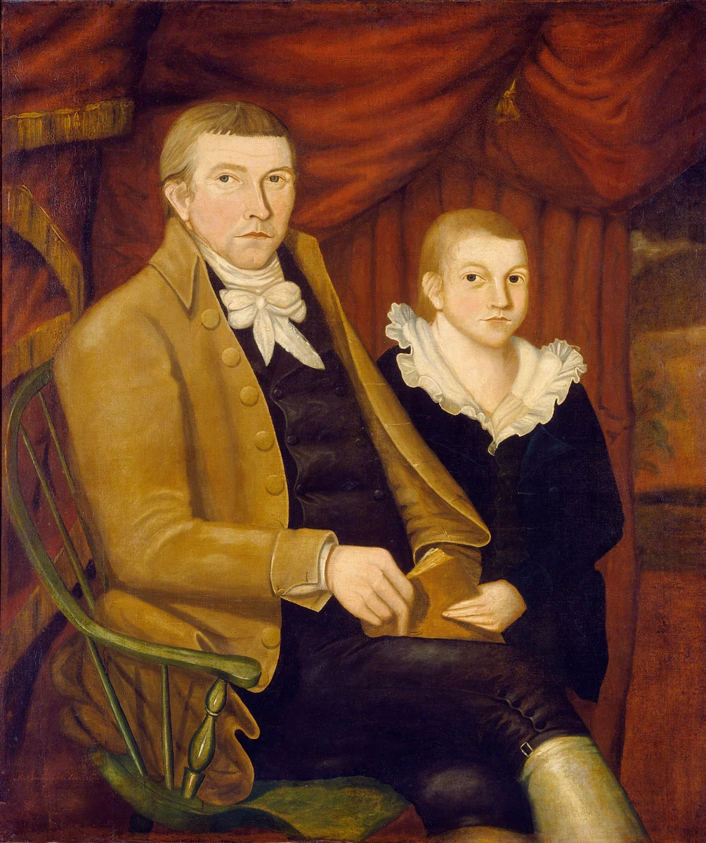 Father and Son by Jonathan Budington, painting, 1800