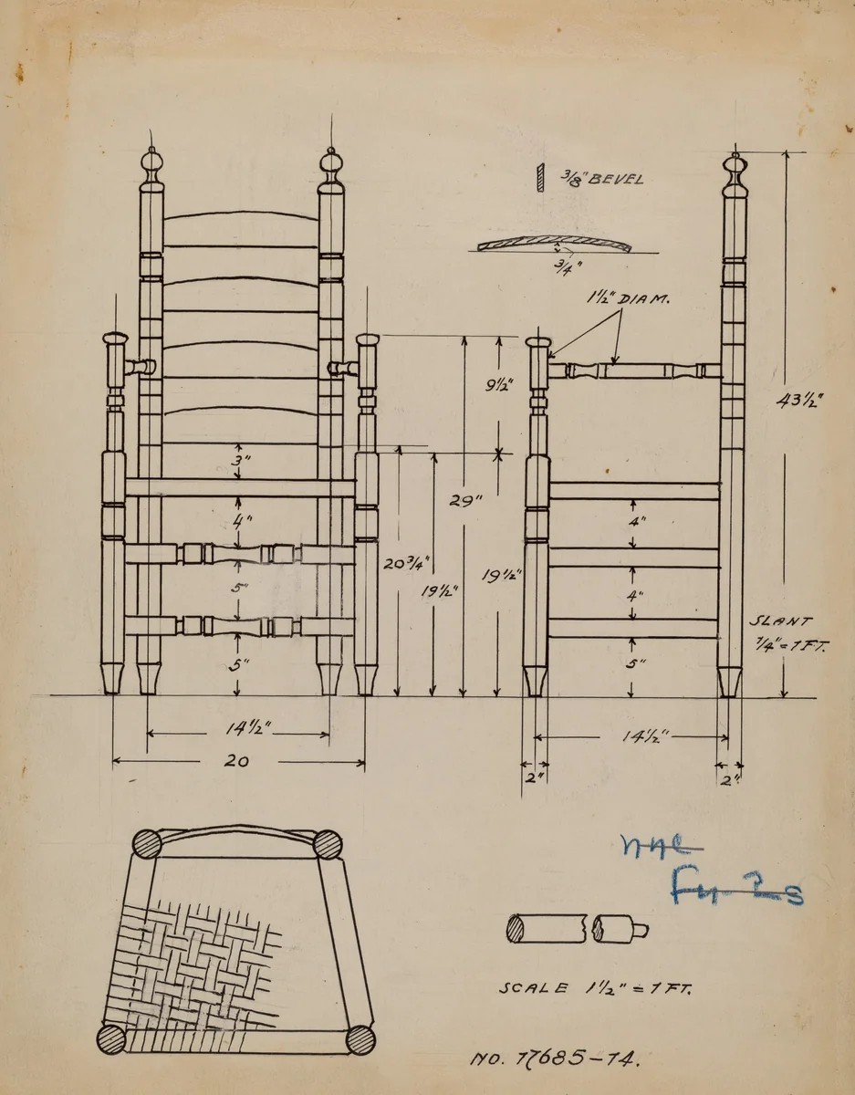 Armchair by Margaret Knapp, index of american design, 1935-1942