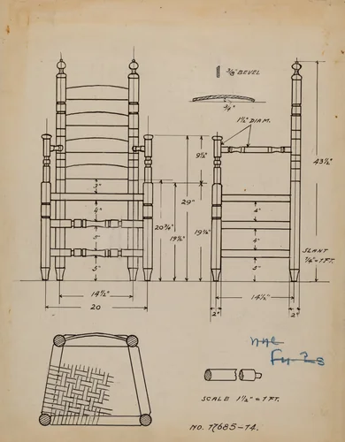 Armchair by Margaret Knapp, index of american design, 1935-1942