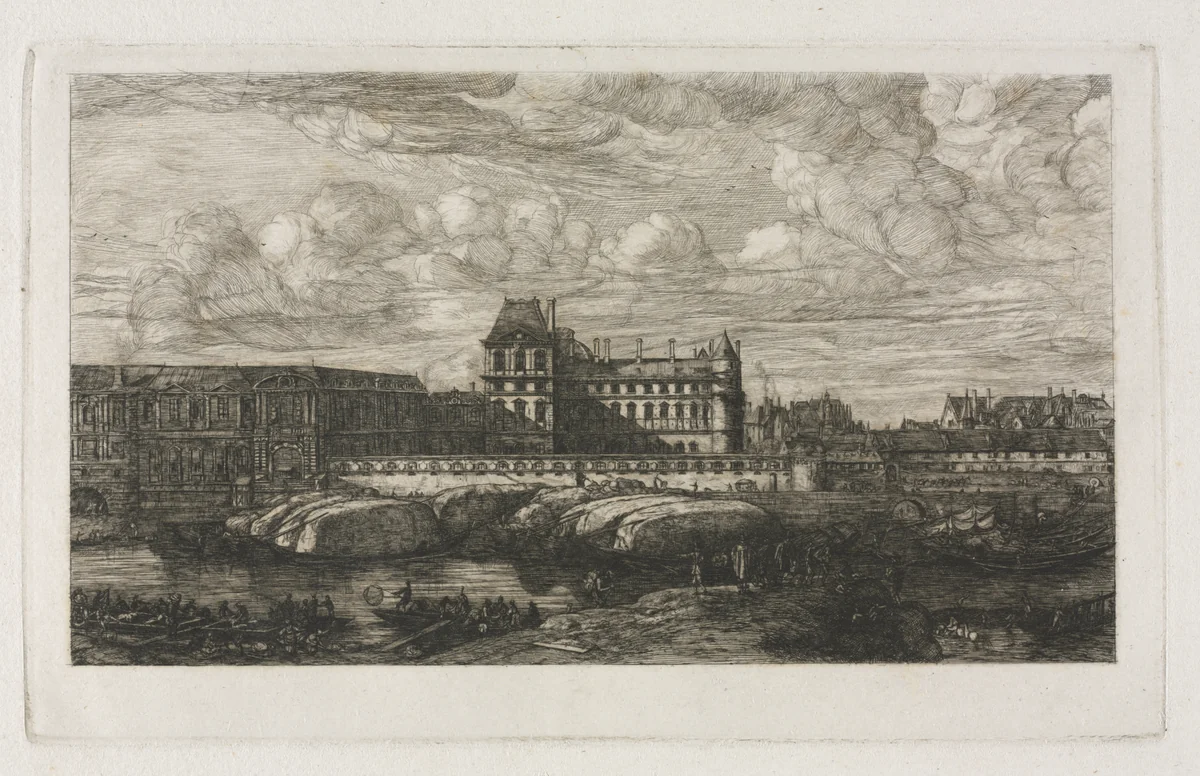 The Old Louvre from a Painting by Zeeman, 1651 by Charles Meryon, print, 1866