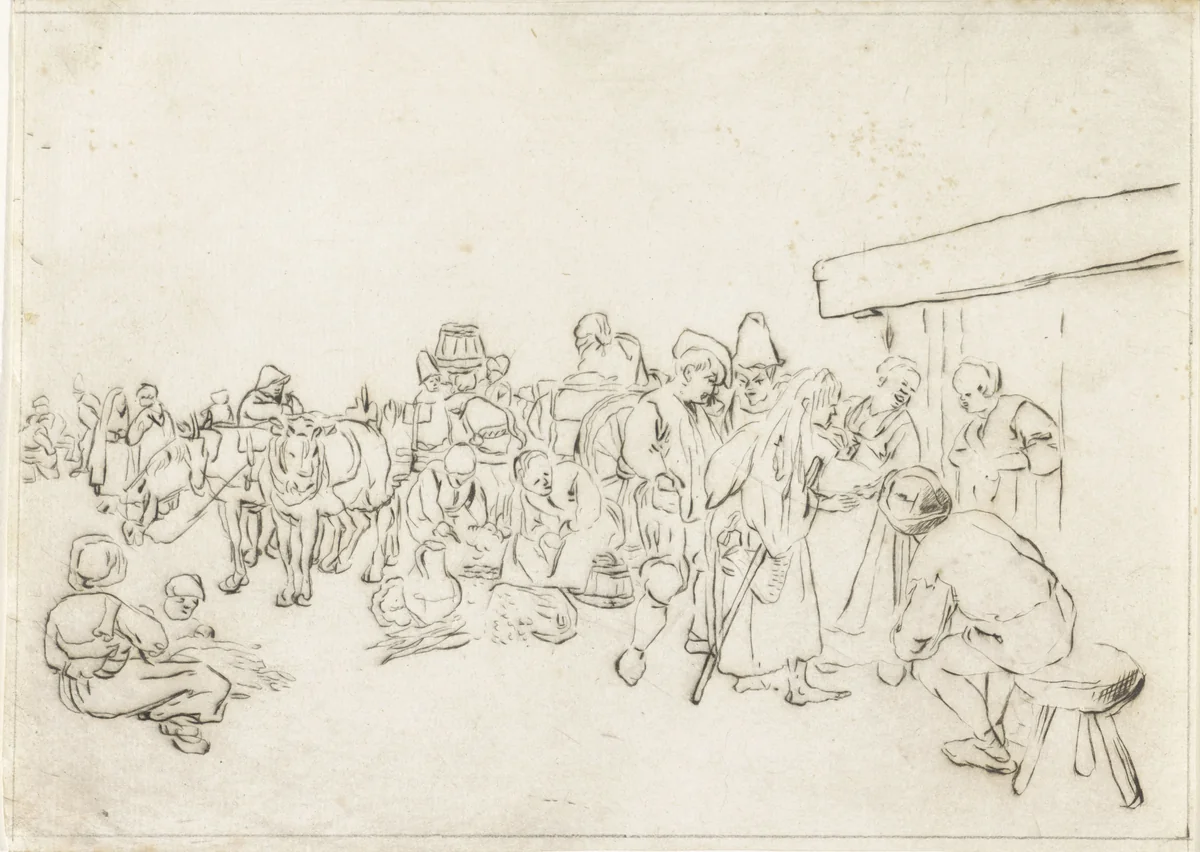 Markt by Willem van Wessem, print, 1735-1787